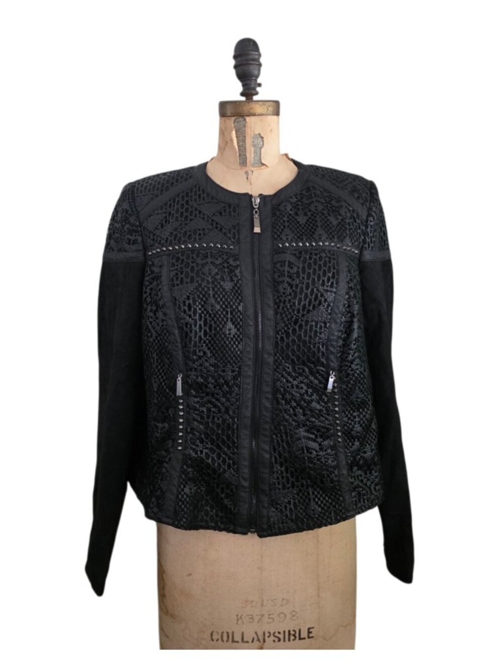 Extenzo Paris Faux Leather Suede Jacket Black 44 L